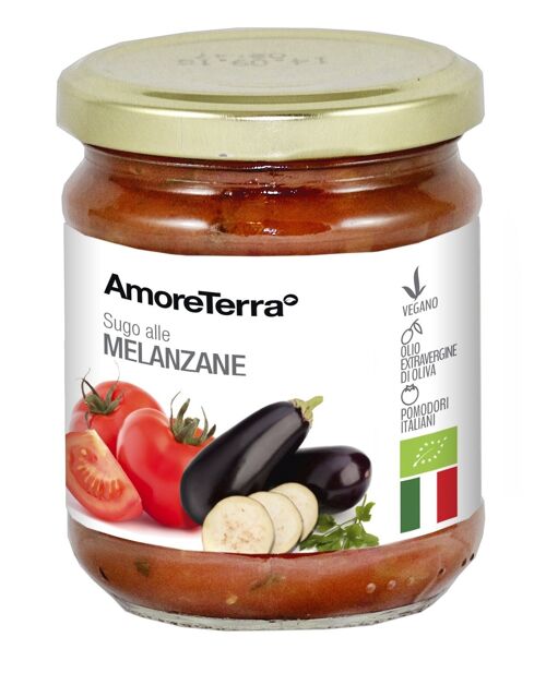 SUGO BIOLOGICO DI POMODORO E MELANZANE - SUGHETTO PRONTO - POMODORO ITALIANO BIOLOGICO - VASO DI VETRO - NO OGM - FATTO IN ITALIA