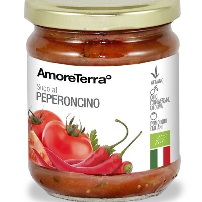 ORGANIC TOMATO AND CHILI PEPPER SAUCE - READY SAUCE - ORGANIC ITALIAN TOMATO - GLASS JAR - NO GMO - MADE IN ITALY