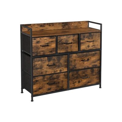 Industrial design sideboard with 7 fabric drawers