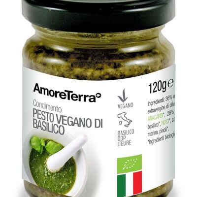PESTO DE BASILIC VEGAN BIO DE GENOVESE DOP - CONDITIONNE EN POT EN VERRE - SANS OGM - PRODUIT ITALIEN