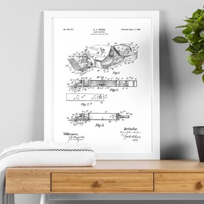 Hair clippers patent drawing print for bathroom, toilet or WC