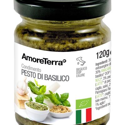 ORGANIC GENOVESE PDO BASIL PESTO - PACKED IN GLASS JAR - NO GMO - ITALIAN PRODUCT