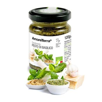 PESTO DE BASILIC GÉNOIS BIOLOGIQUE AOP - CONDITIONNÉ EN POT EN VERRE - SANS OGM - PRODUIT ITALIEN 2