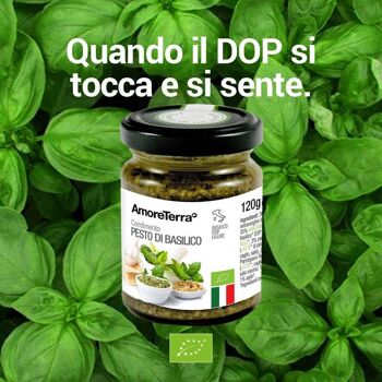 PESTO DE BASILIC GÉNOIS BIOLOGIQUE AOP - CONDITIONNÉ EN POT EN VERRE - SANS OGM - PRODUIT ITALIEN 3