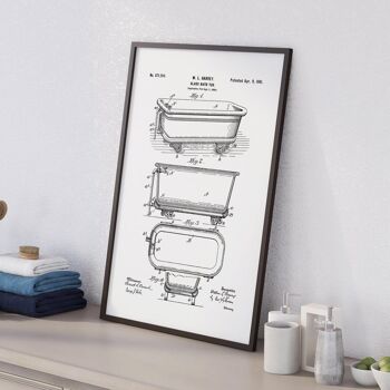 Impression de dessin de brevet de baignoire pour salle de bain, toilette ou WC 1
