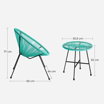 Mobilier de balcon lot de 3 10