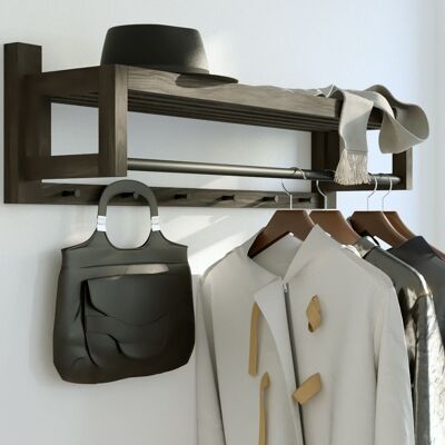 Bo Wall Coat Rack with 6 Hooks, Black