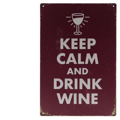 Drink Wine metalen bord 20x30cm