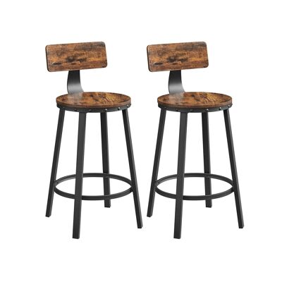Set of 2 bar stools vintage brown-black