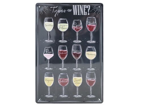 Types of Wine metalen bord 20x30cm