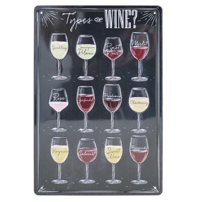 Types of Wine metalen bord 20x30cm