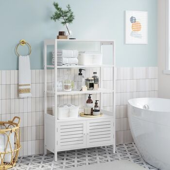 Meuble de salle de bain avec 3 compartiments ouverts 4