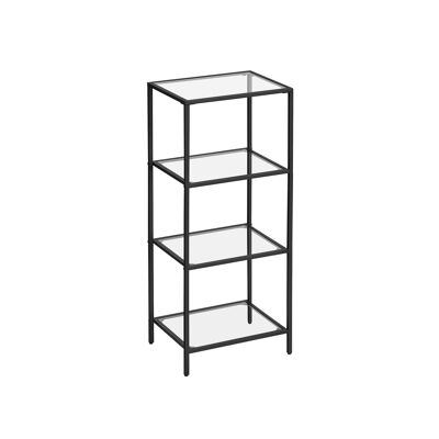 Standing shelf with 4 shelves in black tempered glass