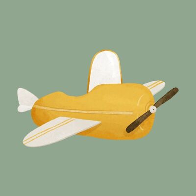 Airplane retro Yellow / Army for children's room A4