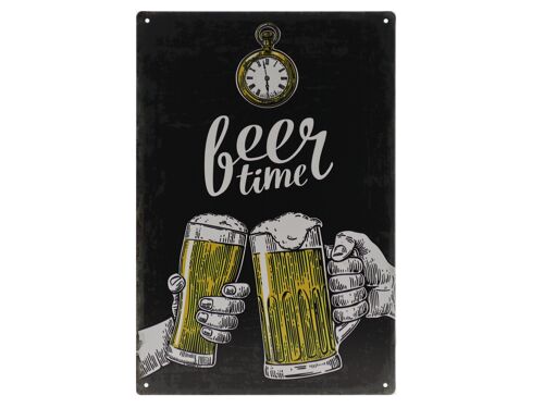 Beer time metalen bord 20x30cm