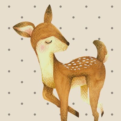Deer Polkadot Dots Poster for Nursery A4