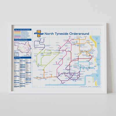 Pub-Karte im Stil der Londoner U-Bahn: North Tyneside