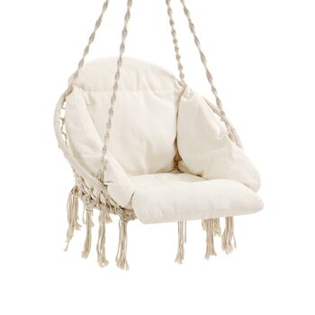 Chaise suspendue avec un épais coussin beige 1