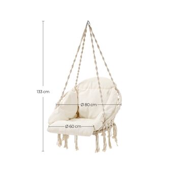 Chaise suspendue avec un épais coussin beige 8