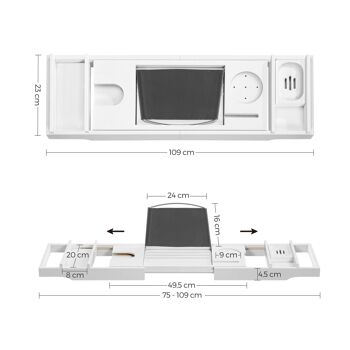 Plateau de bain en bambou Blanc 8