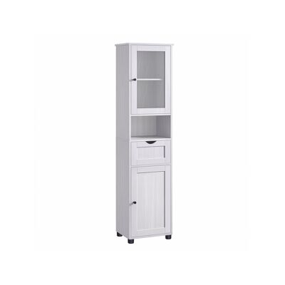 Bathroom furniture with height-adjustable shelves, white