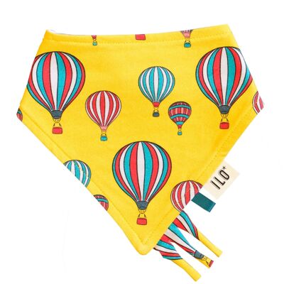 Yellow Hot Air Balloons Organic Reversible Bandana Bib