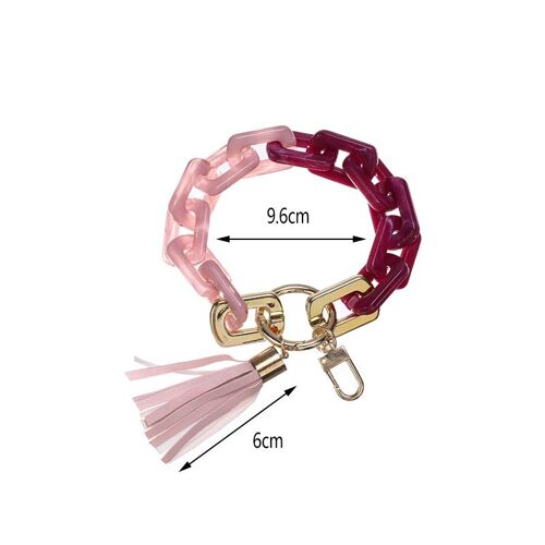 Color Block Chunky Chain Tassel Keychain