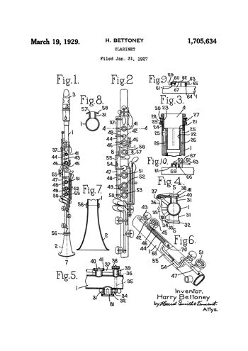 Impression de dessin de brevet : Clarinette 3
