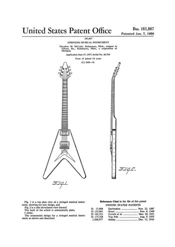 Impression de dessin de brevet : Guitare électrique 3