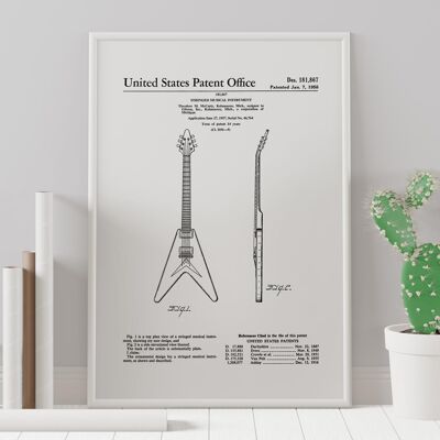 Stampa del disegno del brevetto: chitarra elettrica