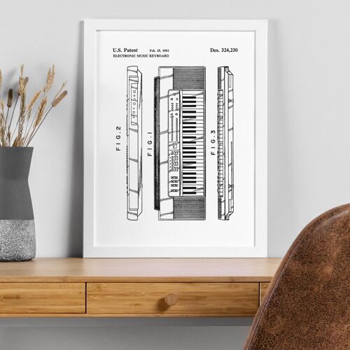 Patent drawing print: Electronic keyboard