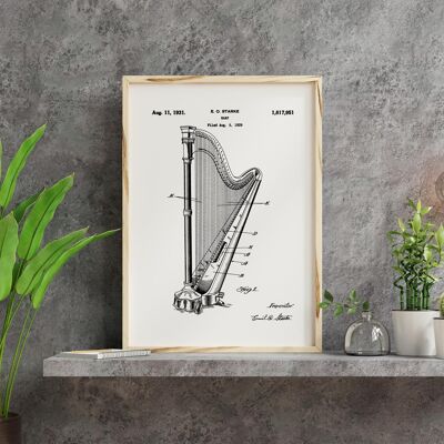 Impression de dessin de brevet : Harpe