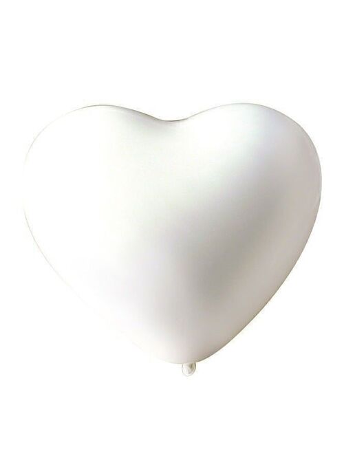 SACHET 10 BALLONS CŒUR BLANC