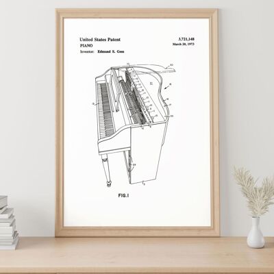 Patent drawing print: Piano