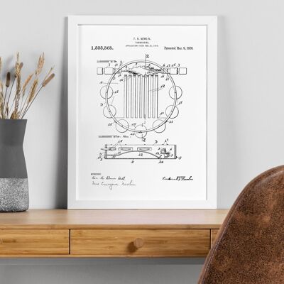 Patent drawing print: Tambourine