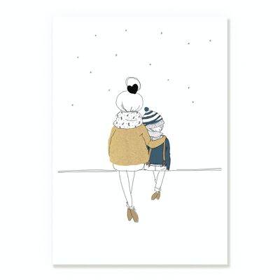 Poster Amore mamma e ragazzo inverno