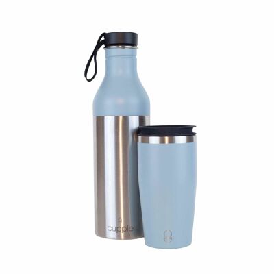 Arctic Blue Cupple - 2 in 1 Reusable Coffee Cup and Water Bottle
