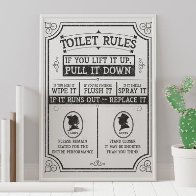 Reglas de baño estampado de baño vintage