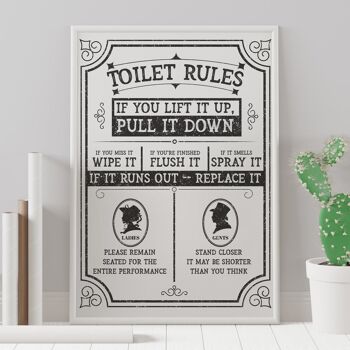 Règles de toilette impression de salle de bain vintage 1