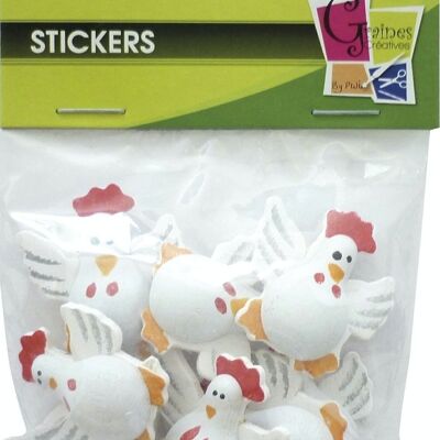 BAG OF 8 3D DECORATED CHICKENS