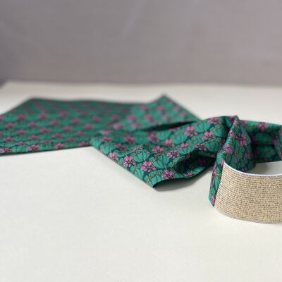 Headband and Belt Joséphine in Liberty with green flower pattern