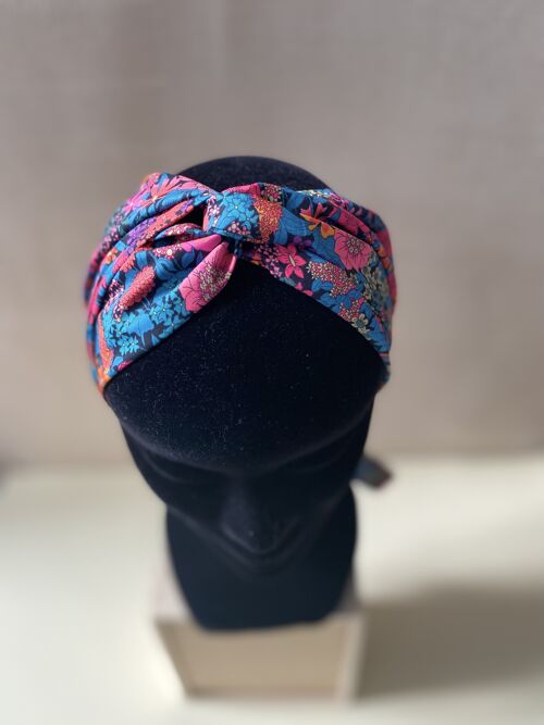 Headband et ceinture Joséphine en Liberty motif prairie framboise