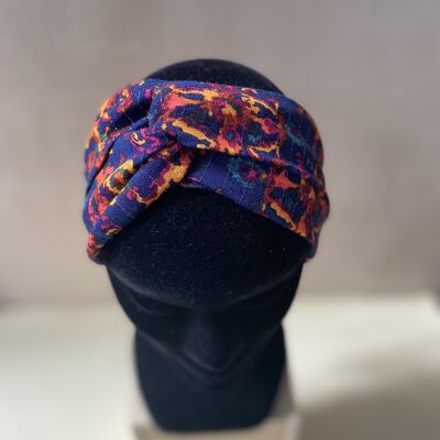 Headband et ceinture Joséphine motif arabesques bleu