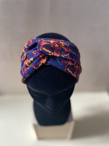 Headband et ceinture Joséphine motif arabesques bleu 1