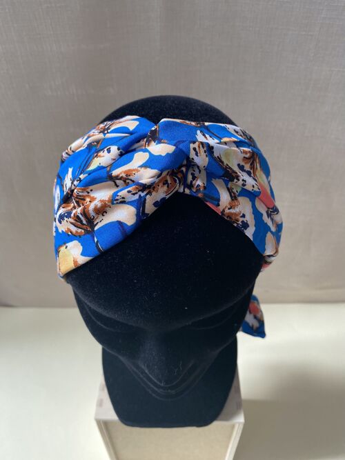 Headband et ceinture Joséphine motif cerisier bleu