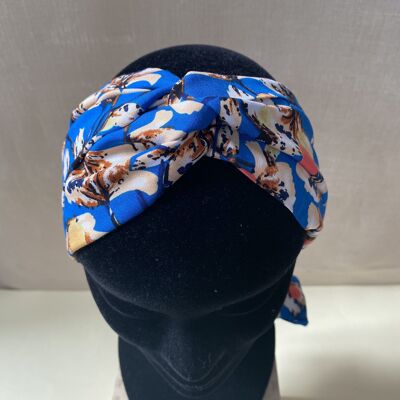 Josephine headband and belt with blue cherry pattern