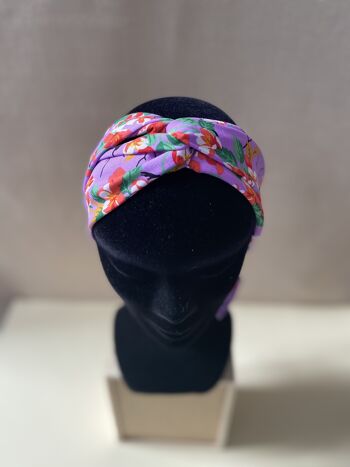 Headband et ceinture Joséphine motif cerisier mauve 1