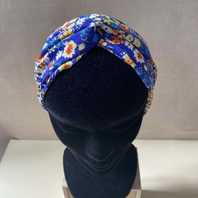 Joséphine headband and belt with blue flower pattern
