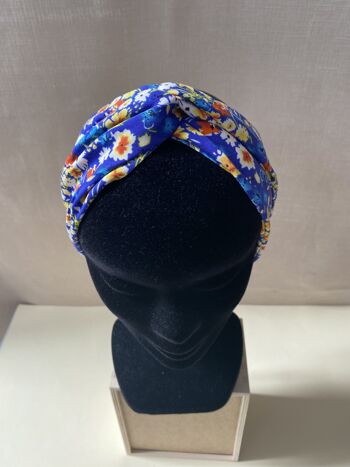 Headband et ceinture Joséphine motif fleurettes bleu 1