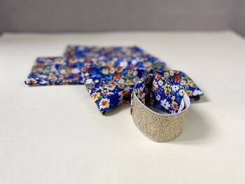 Headband et ceinture Joséphine motif fleurettes bleu 2